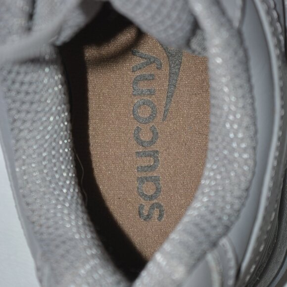 SAUCONY SZ 8 ATHLETIC SNEAKERS WOMENS GRAY TENNIS 1 WALK TRAC LEATHER - Picture 6 of 7